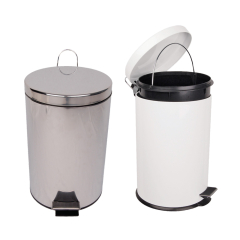 12Ltr White Metal Pedal Bin with Plastic Liner