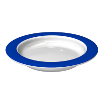 Ornamin Small Plate With Sloped Base - Blue Rim Ornamin Small Plate With Sloped Base - Blue Rim
