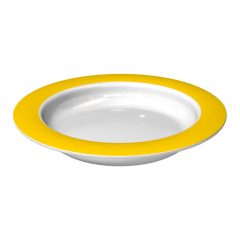 Ornamin Small Plate With Sloped Base - Yellow Rim Ornamin Small Plate With Sloped Base - Yellow Rim