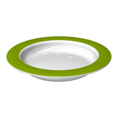 Ornamin Small Plate With Sloped Base - Green Rim Ornamin Small Plate With Sloped Base - Green Rim