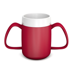 Ornamin Two Handled Mug With Internal Cone - Red/White Ornamin Two Handled Mug With Internal Cone - Red/White