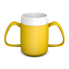 Ornamin Two Handled Mug With Internal Cone - Yellow/White Ornamin Two Handled Mug With Internal Cone - Yellow/White