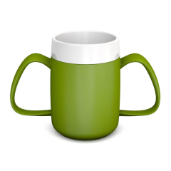 Ornamin Two Handled Mug With Internal Cone - Green/White Ornamin Two Handled Mug With Internal Cone - Green/White