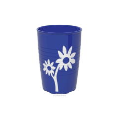 Ornamin Non-Slip Cup With White Flower - Blue Ornamin Non-Slip Cup With White Flower - Blue