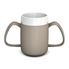Ornamin Two Handled Mug With Internal Cone - Linen/White Ornamin Two Handled Mug With Internal Cone - Linen/White
