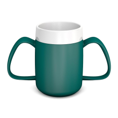 Ornamin Two Handled Mug With Internal Cone - Teal/White Ornamin Two Handled Mug With Internal Cone - Teal/White