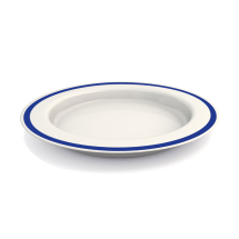 Ornamin Large Plate With Sloped Base - Blue Rim Ornamin Large Plate With Sloped Base - Blue Rim