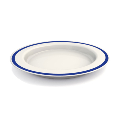 Ornamin Large Plate With Sloped Base - Blue Rim Ornamin Large Plate With Sloped Base - Blue Rim