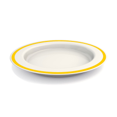 Ornamin Large Plate With Sloped Base - Yellow Rim Ornamin Large Plate With Sloped Base - Yellow Rim