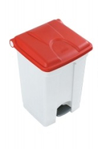 30ltr Plastic White Step-On Bin with Red Lid 30ltr Plastic White Step-On Bin with Red Lid