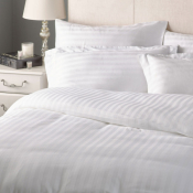 Satin Stripe Double Duvet Cover - White