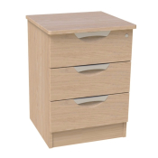 Tia Range 3 Drawer Bedside, 480d Oak c/w Top Lock