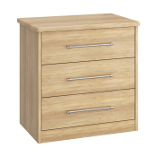 Linden 3 Drawer Chest Oak Finish