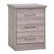 Yarrow 3 Drawer Bedside Chest Grey Oak Finish