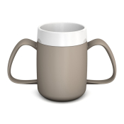 Ornamin Two Handled Mug With Internal Cone - Linen/White
