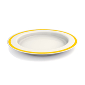 Ornamin Large Plate With Sloped Base - Yellow Rim