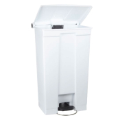 40ltr Plastic Pedal Bin White & Steel
