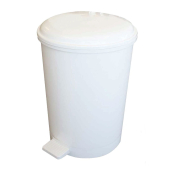 12Ltr White Plastic Pedal Bin