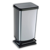40 Ltr Metallic Silver Pedal Bin with Rubber Base
