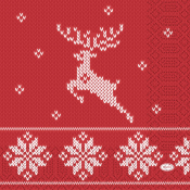 Knitted Traditions Red Christmas Napkins 33x33cm 3ply